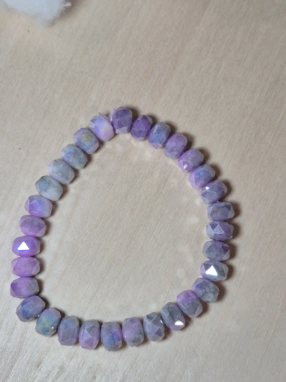 💜💚NEW💜💚 PRETTY!! Faceted MOSS AGATE WITH LAVENDAR QTZ Mix Stretch Bracelet